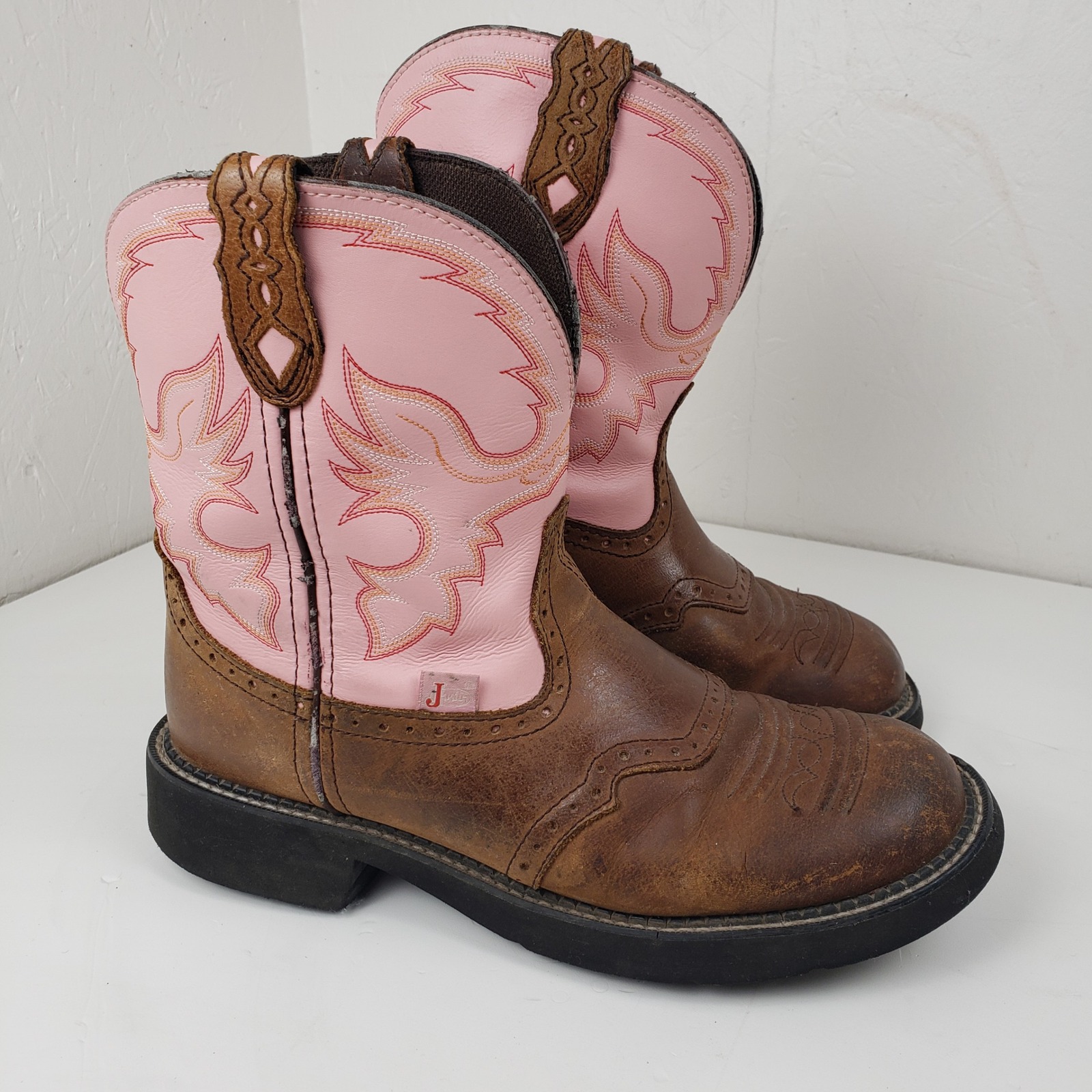 Justin Gypsy Womens Brown Leather Pink Shaft Western Cowboy Boots 11 B